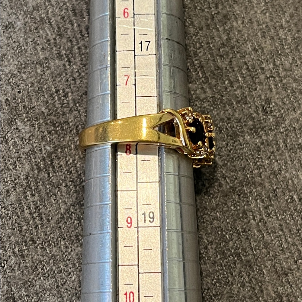 Gold Overlay Sterling Sapphire Ring-7.75 - Picture 6 of 9